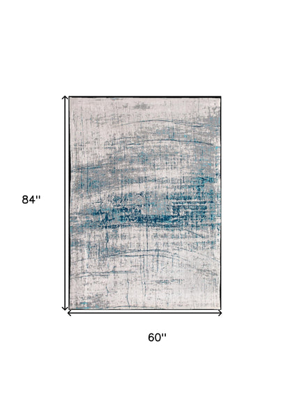 6 x 8 Blue & Gray Non Skid Rug