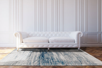 7 x 9 Blue & Gray Non Skid Rug