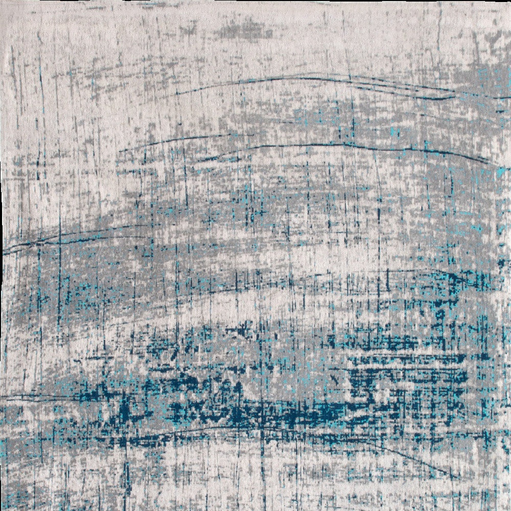 7 x 9 Blue & Gray Non Skid Rug