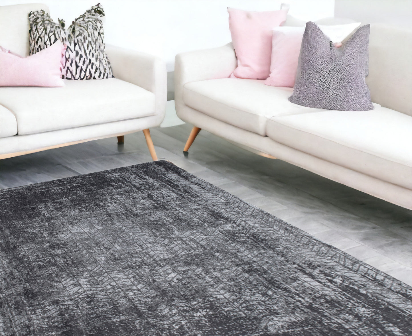 6 x 8 Black & Gray Chevron Non Skid Rug