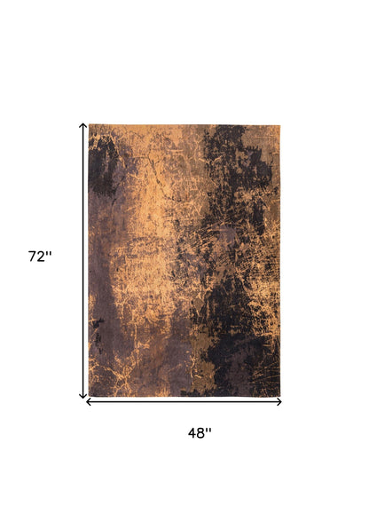 5 x 7 Yellow & Brown Non Skid Rug