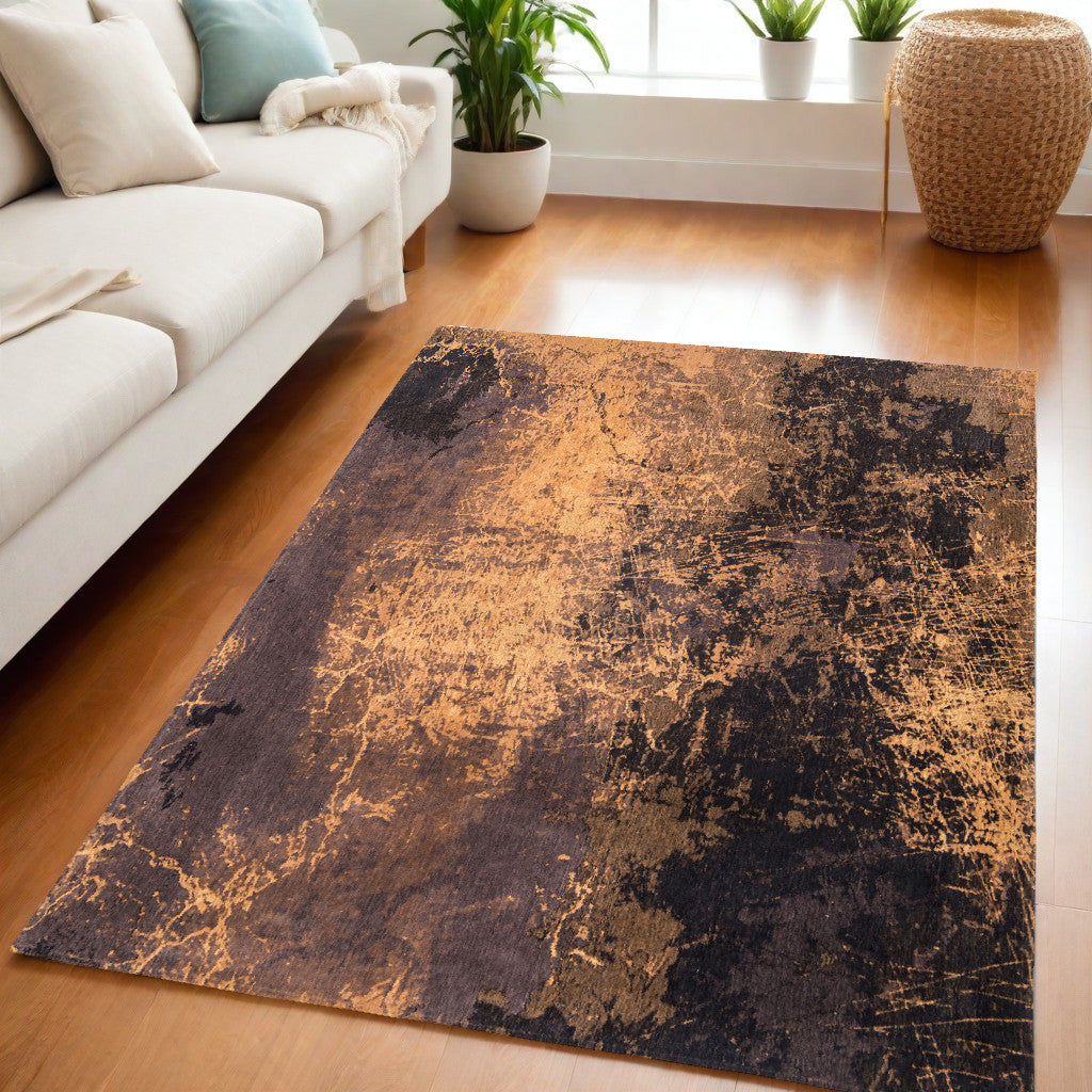 5 x 7 Yellow & Brown Non Skid Rug