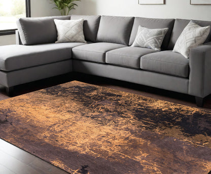 7 x 9 Yellow & Brown Non Skid Rug