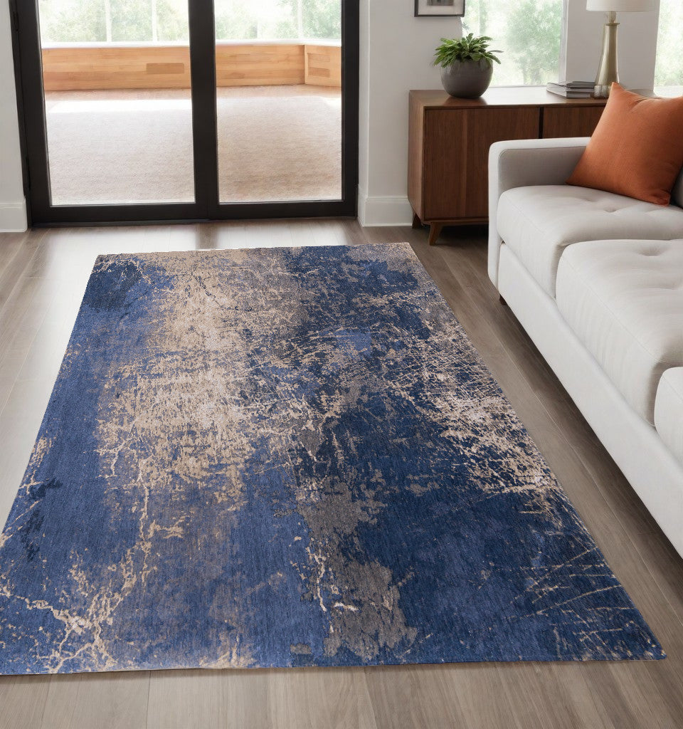5 x 7 Blue & Gray Non Skid Rug