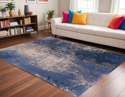 7 x 9 Blue & Gray Non Skid Rug