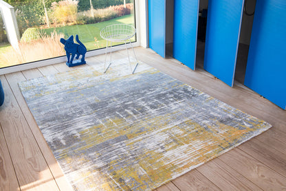 5 x 7 Gray & Yellow Non Skid Rug