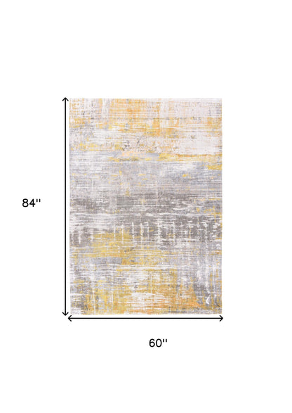 6 x 8 Gray & Yellow Non Skid Rug