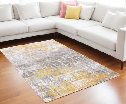 7 x 9 Gray & Yellow Non Skid Rug