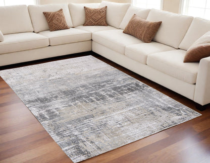 5 x 7 Gray & White Non Skid Rug