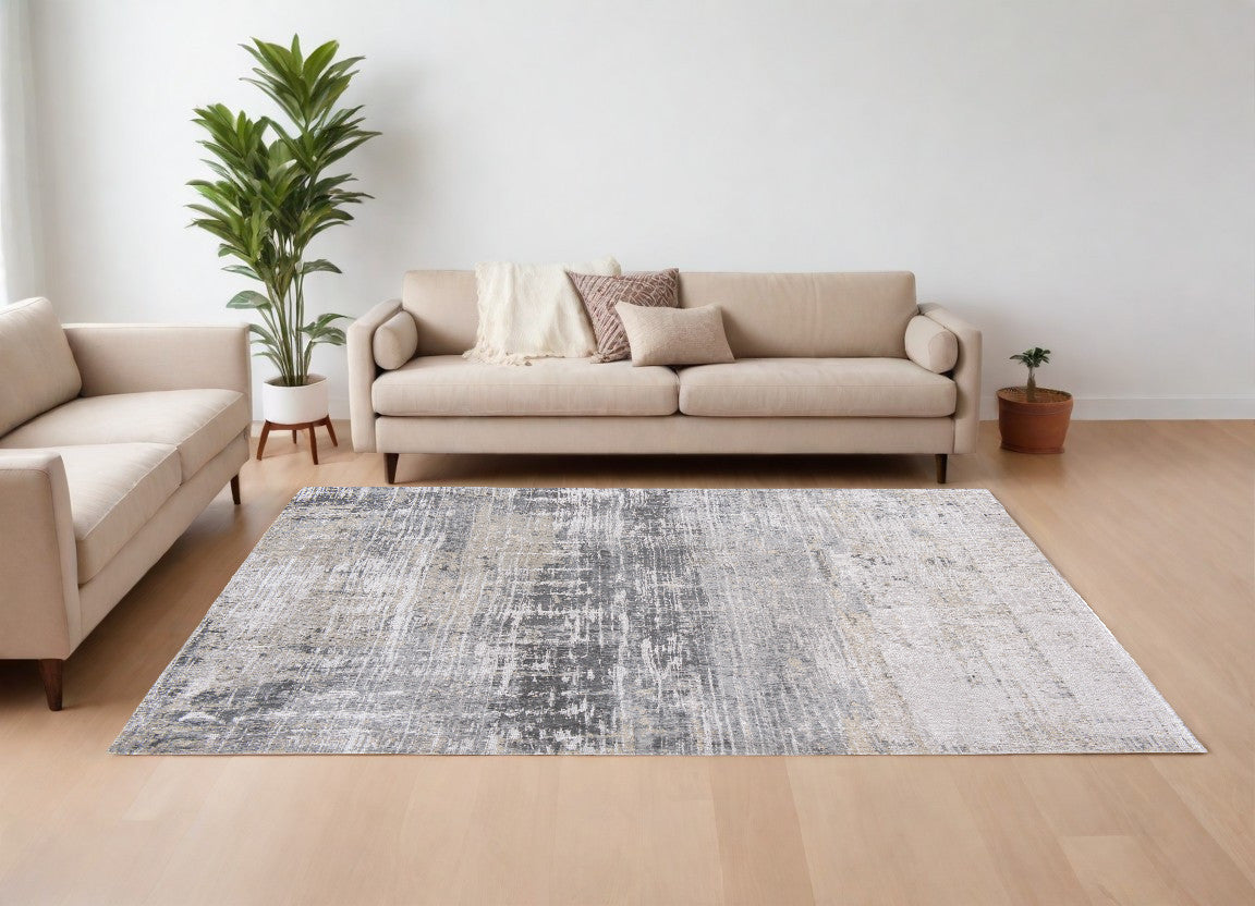 7 x 9 Gray & White Non Skid Rug