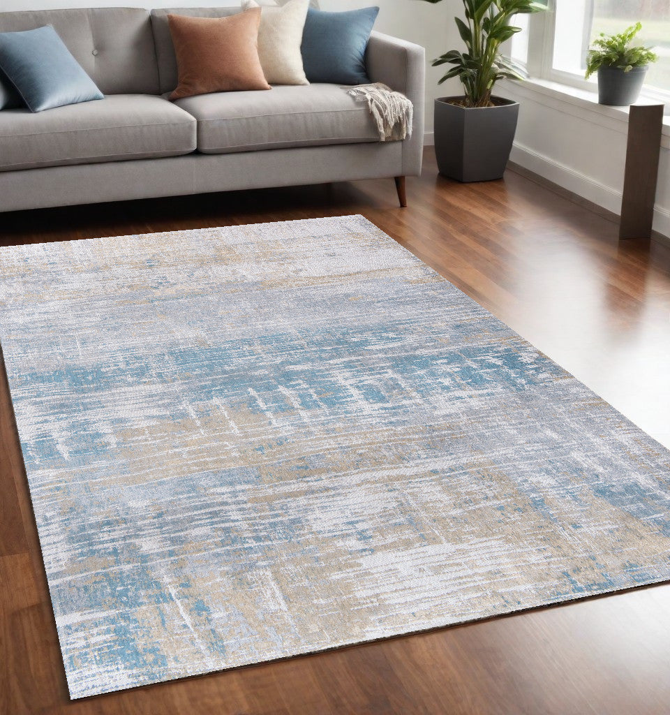 5 x 7 Blue & Yellow Non Skid Rug