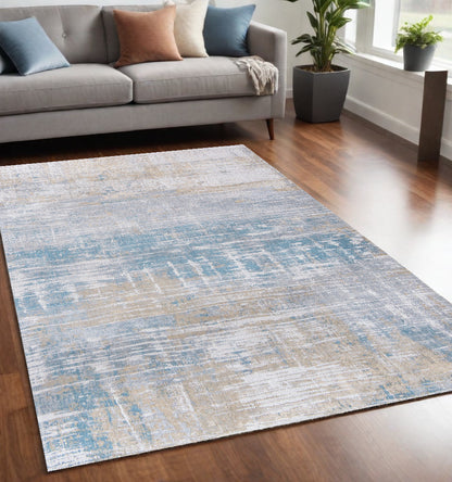 5 x 7 Blue & Yellow Non Skid Rug