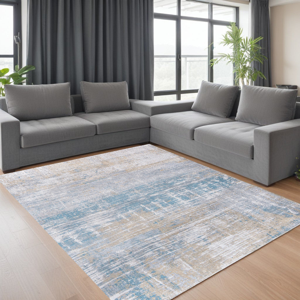 6 x 8 Blue & Yellow Non Skid Rug