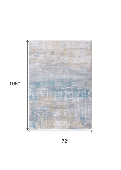 7 x 9 Blue & Yellow Non Skid Rug