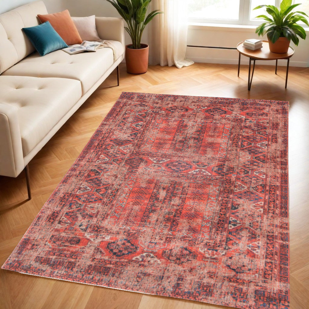 5 x 7 Red Oriental Non Skid Rug