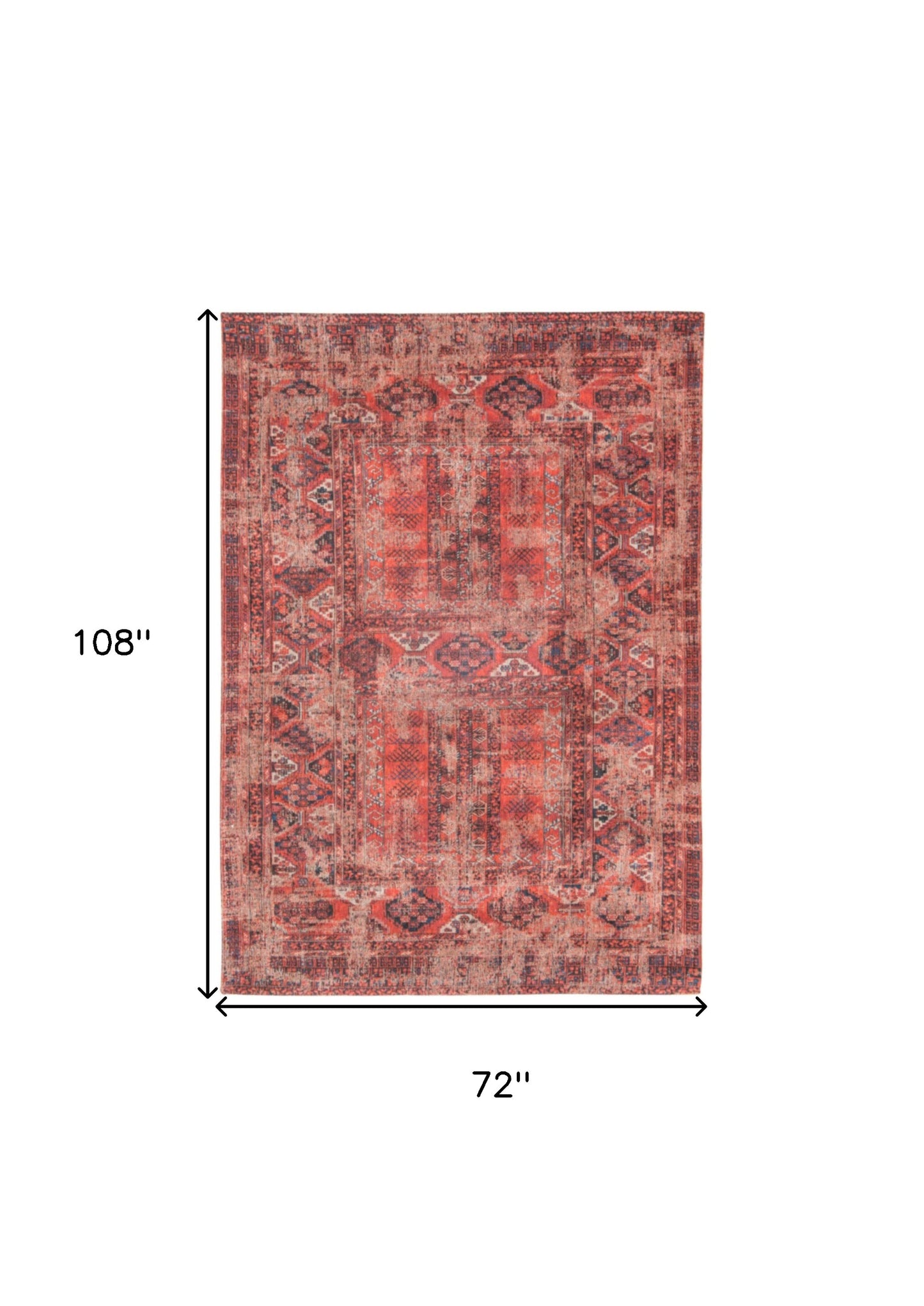 7 x 9 Red Oriental Non Skid Rug