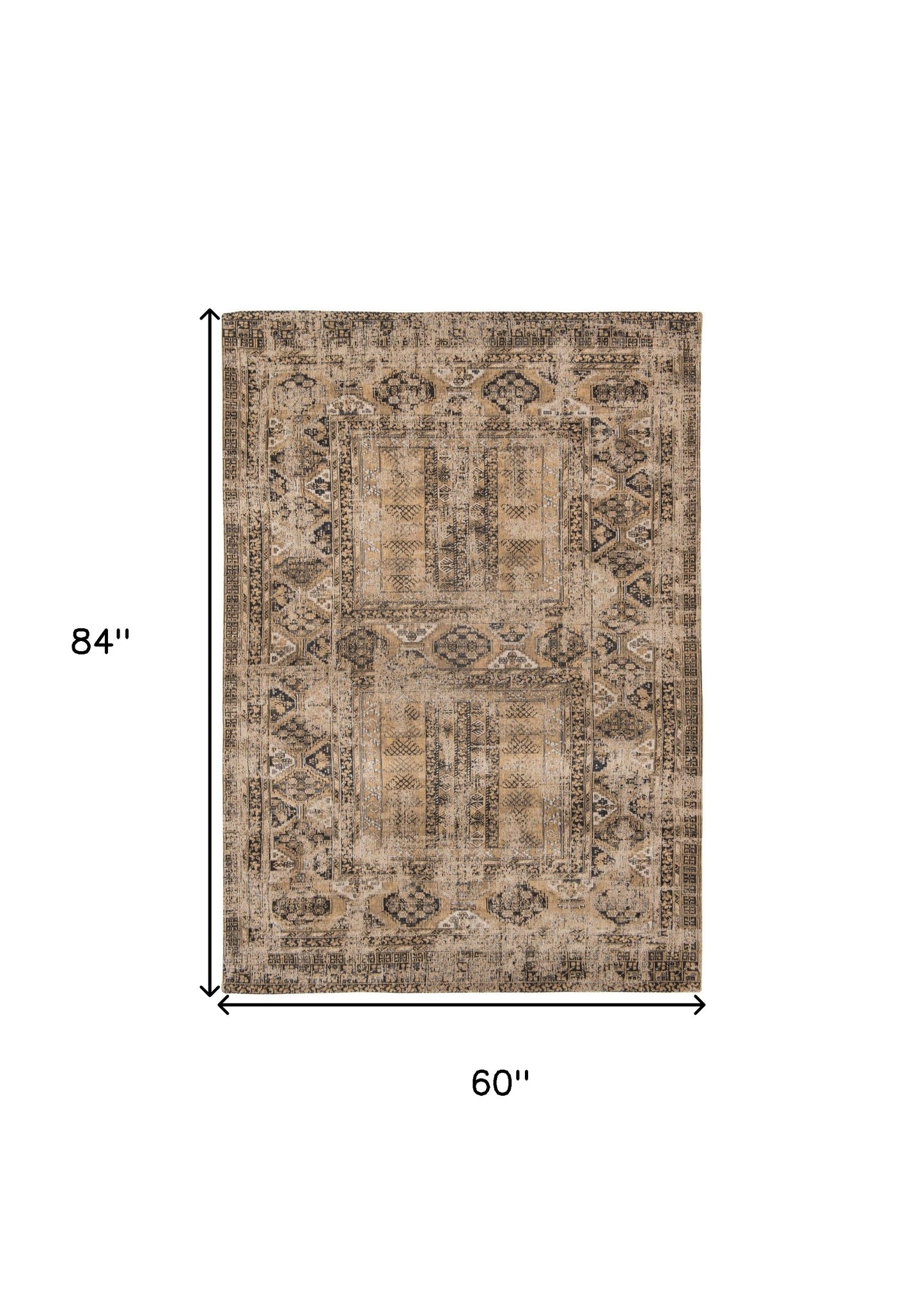 6 x 8 Brown Oriental Non Skid Rug