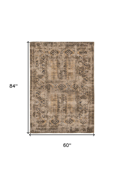 6 x 8 Brown Oriental Non Skid Rug