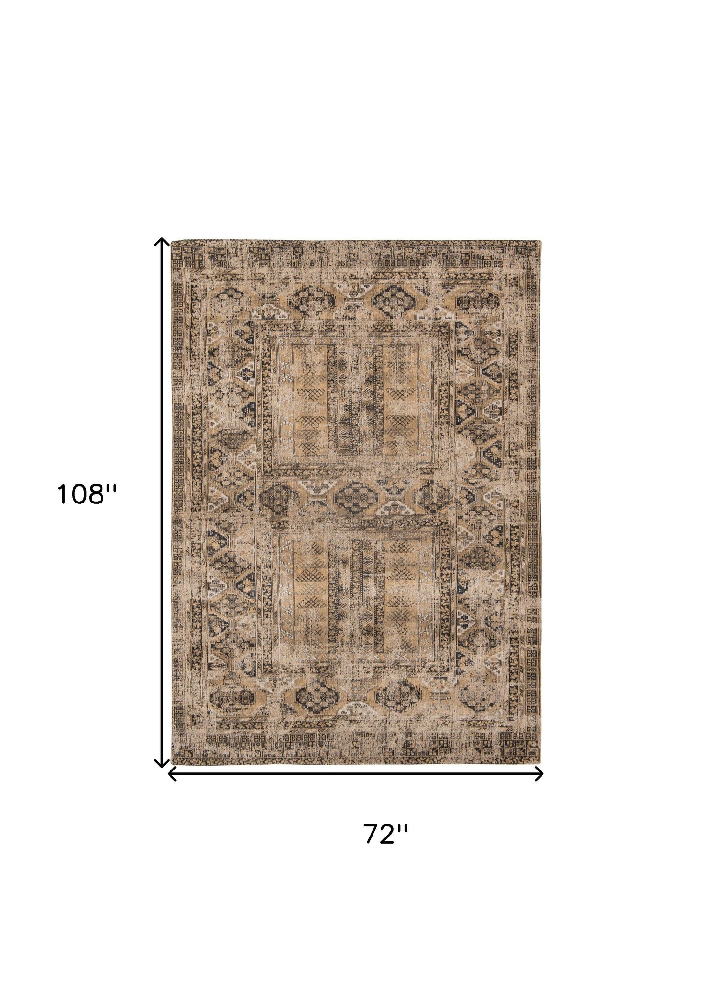 7 x 9 Brown Oriental Non Skid Rug