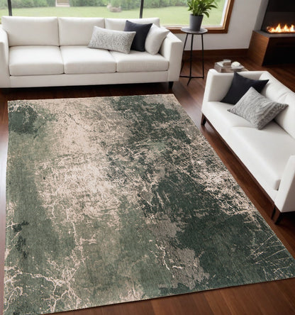 5 x 7 Beige & Green Non Skid Rug