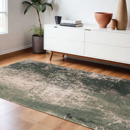 7 x 9 Beige & Green Non Skid Rug