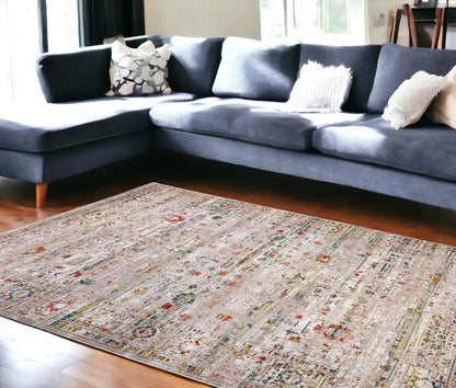 7 x 9 Gray & Brown Oriental Non Skid Rug