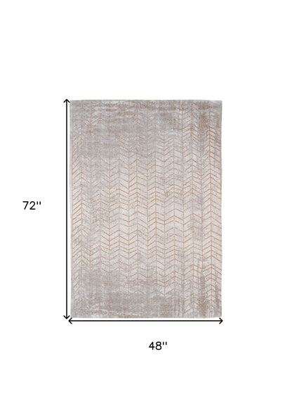 5 x 7 Gray & Yellow Chevron Non Skid Rug