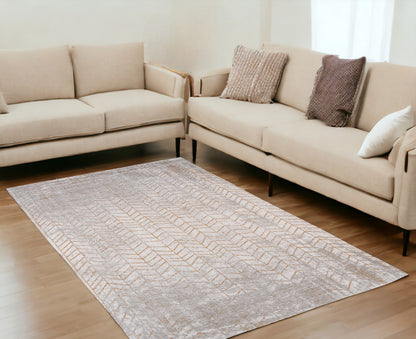 5 x 7 Gray & Yellow Chevron Non Skid Rug