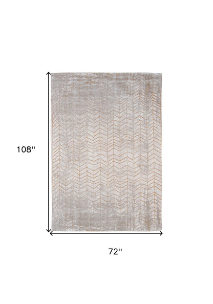 7 x 9 Gray & Yellow Chevron Non Skid Rug