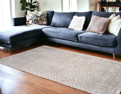 7 x 9 Gray & Yellow Chevron Non Skid Rug