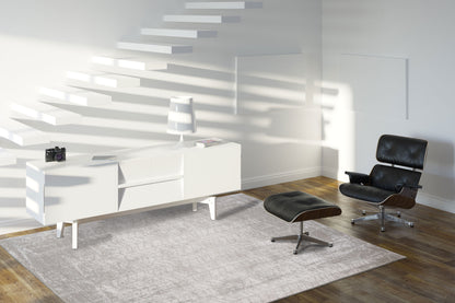 5 x 7 Gray & White Chevron Non Skid Rug