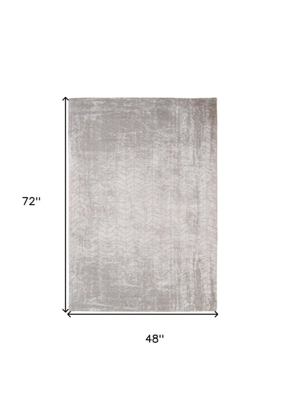 5 x 7 Gray & White Chevron Non Skid Rug