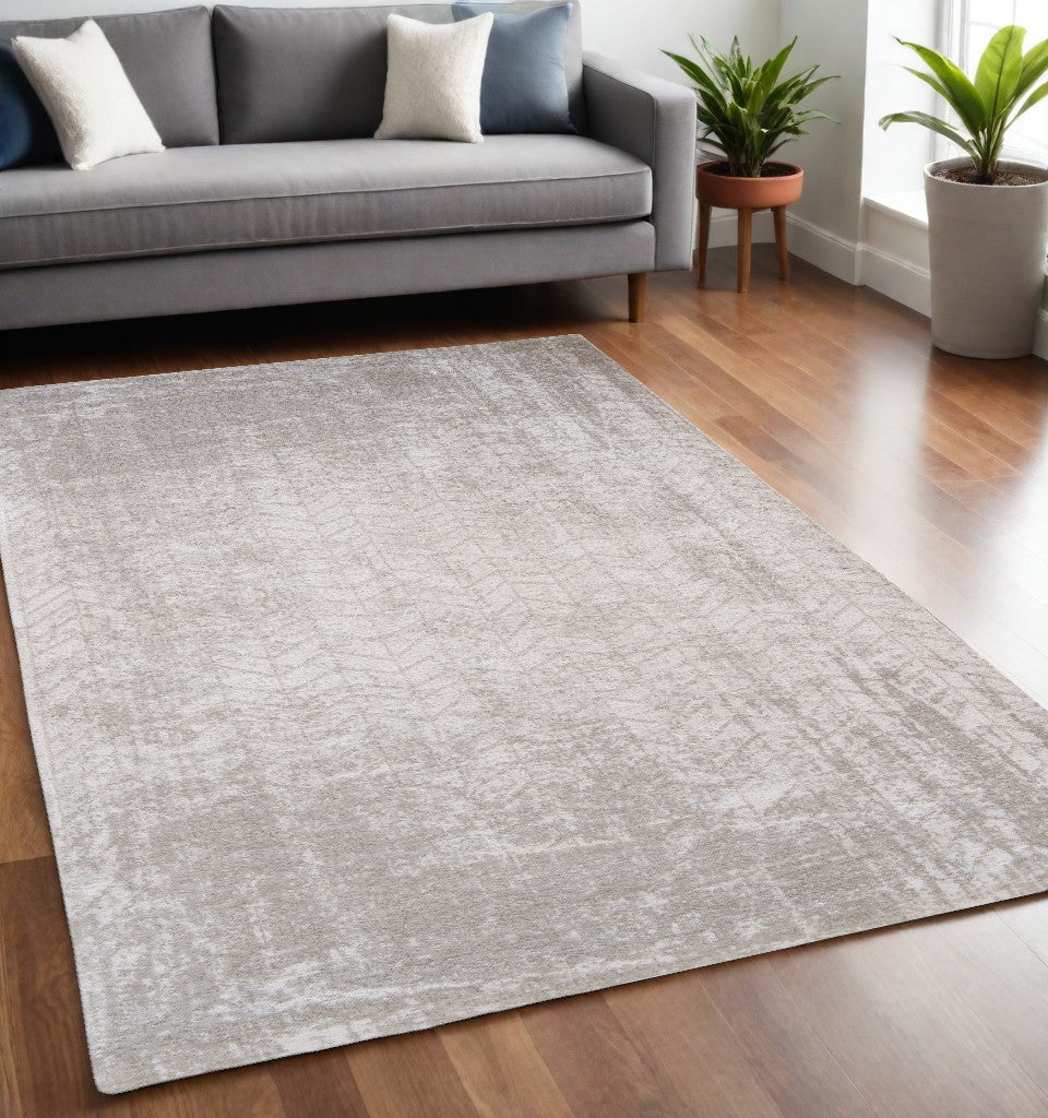 5 x 7 Gray & White Chevron Non Skid Rug