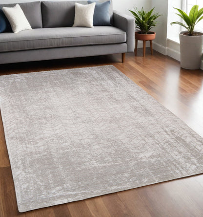 5 x 7 Gray & White Chevron Non Skid Rug
