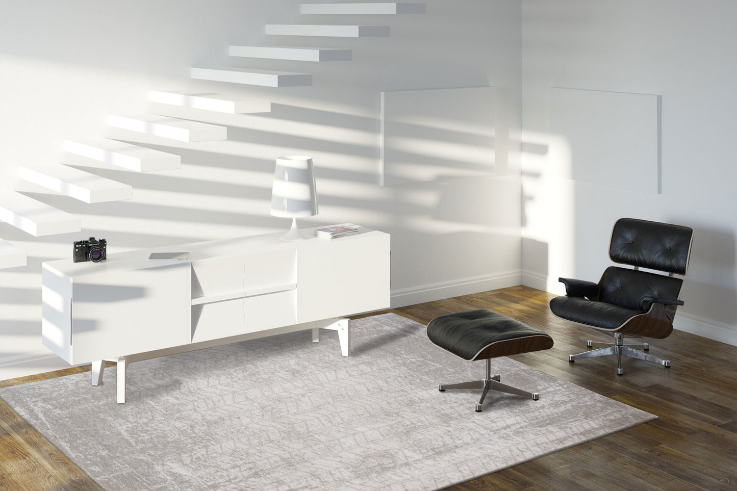 6 x 8 Gray & White Chevron Non Skid Rug