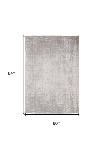 6 x 8 Gray & White Chevron Non Skid Rug