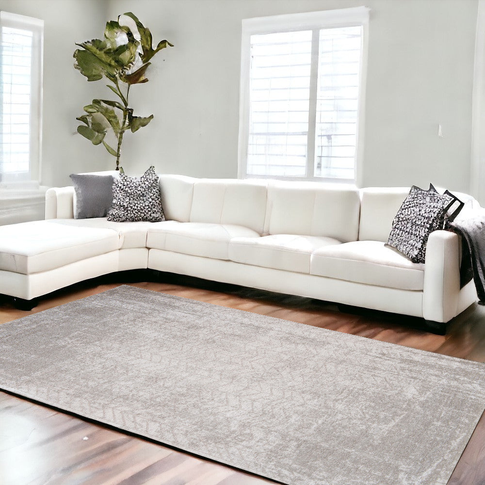 6 x 8 Gray & White Chevron Non Skid Rug