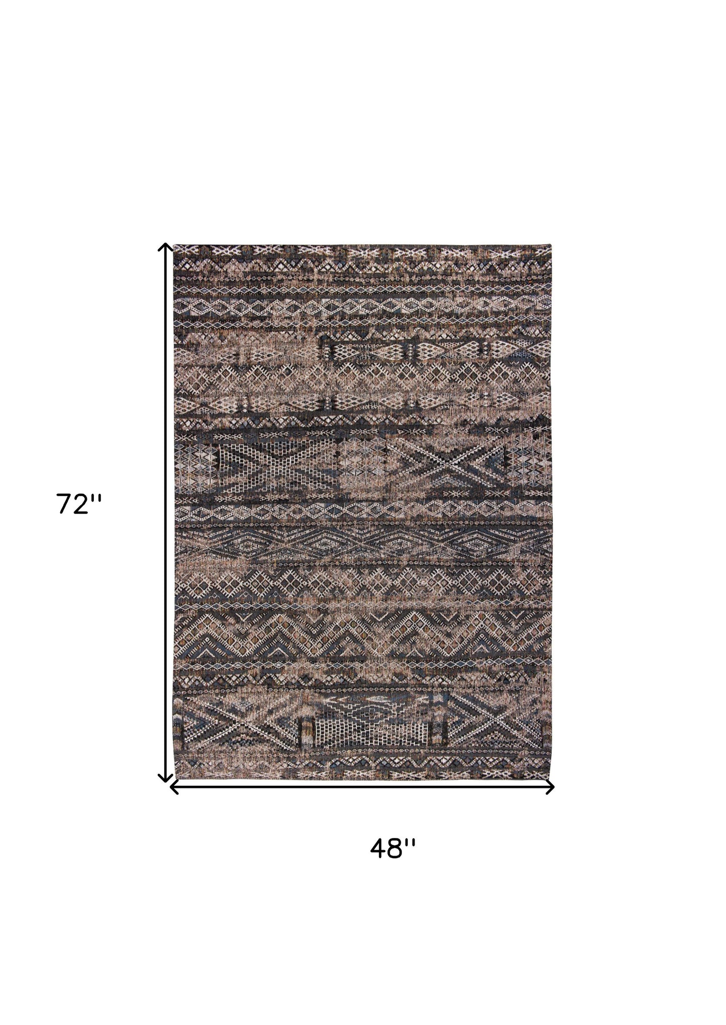 5 x 7 Gray & Beige Oriental Non Skid Rug