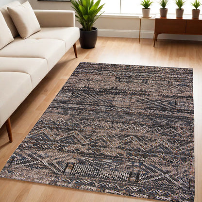 5 x 7 Gray & Beige Oriental Non Skid Rug