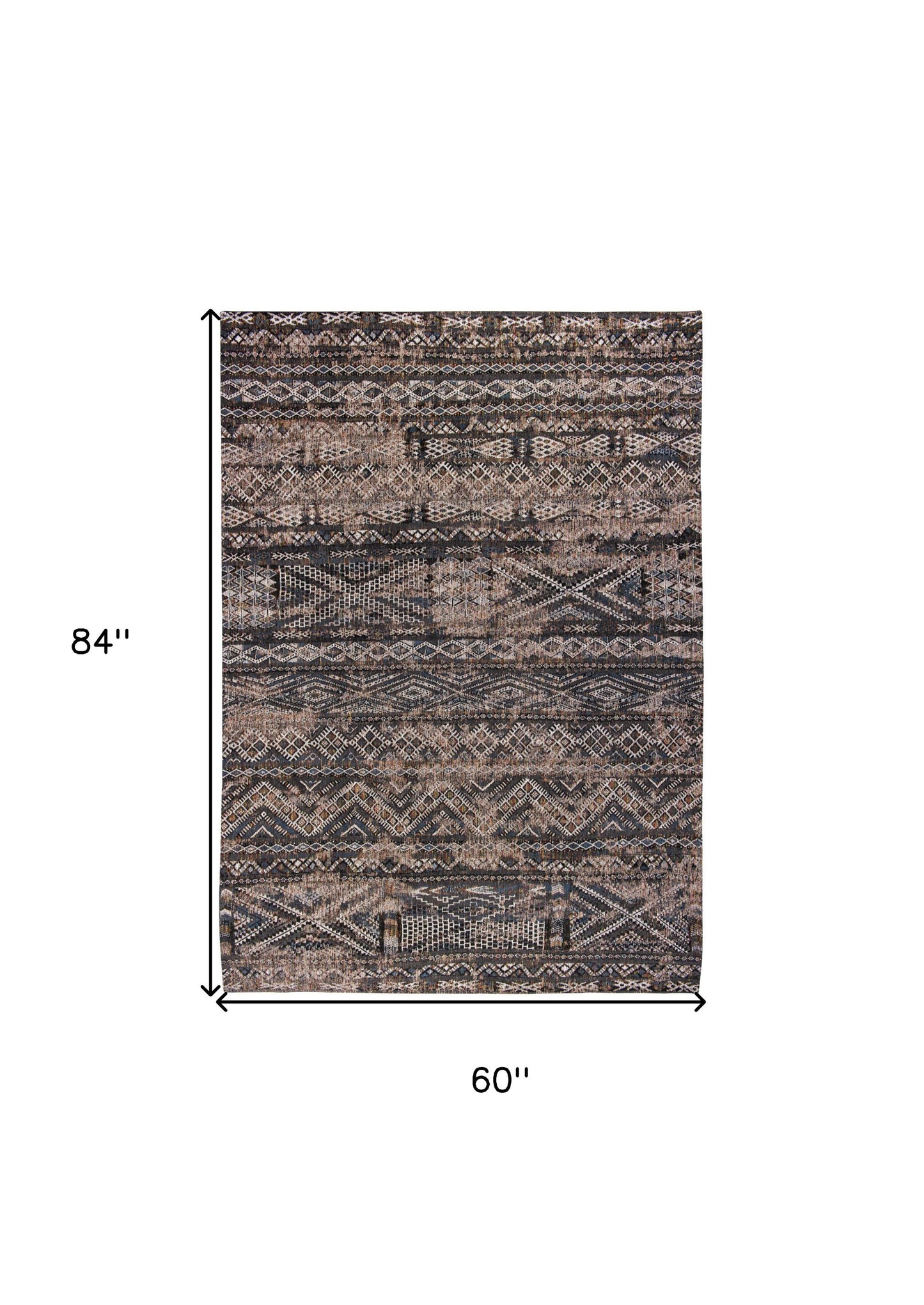 6 x 8 Gray & Beige Oriental Non Skid Rug