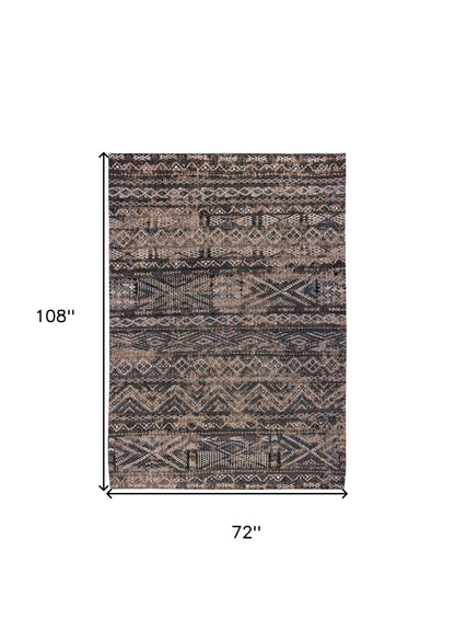 7 x 9 Gray & Beige Oriental Non Skid Rug