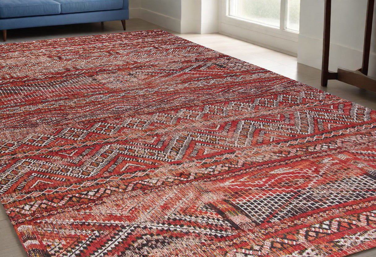 5 x 7 Red & Gray Oriental Non Skid Rug
