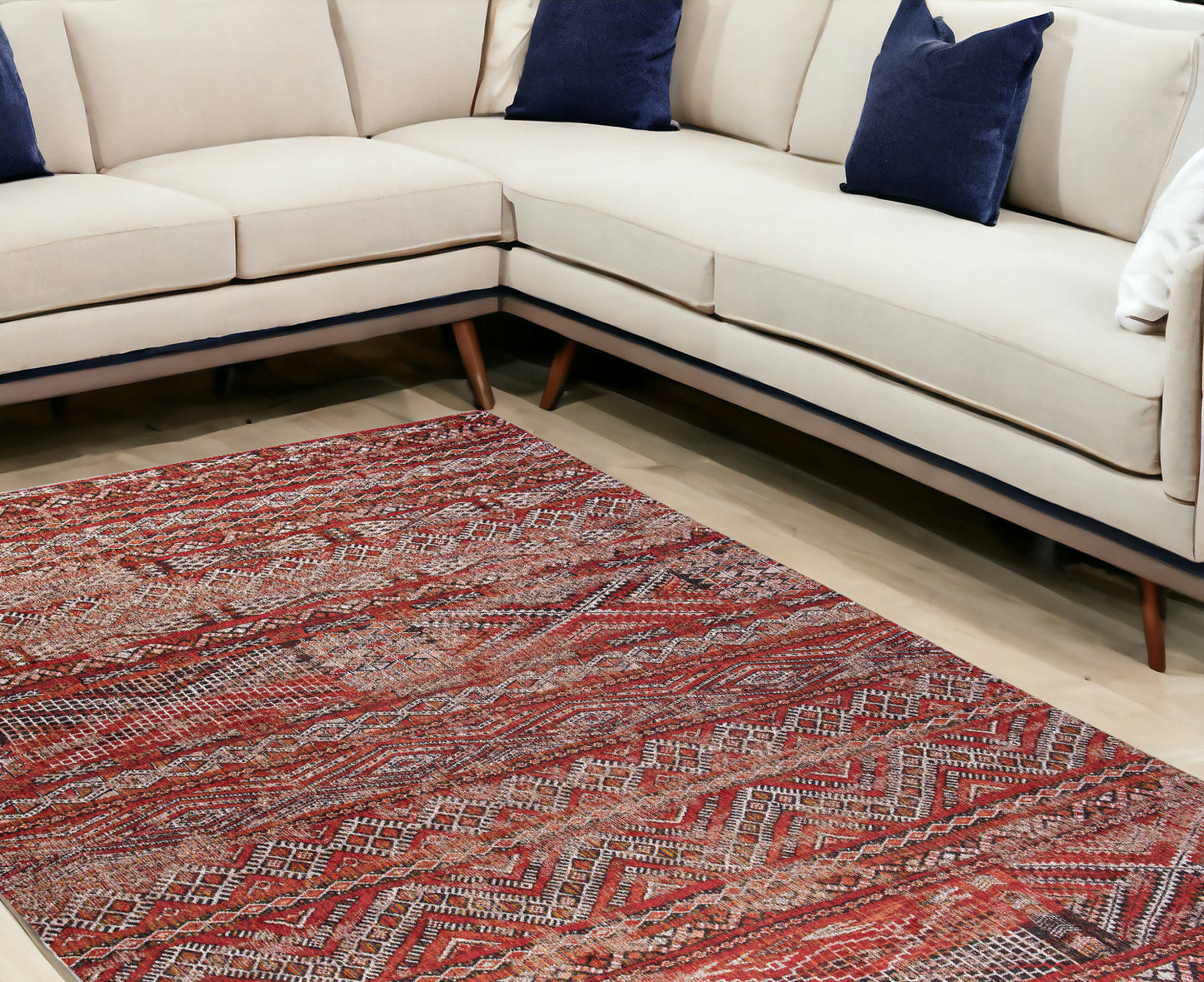 6 x 8 Red & Gray Oriental Non Skid Rug