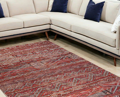 7 x 9 Red & Gray Oriental Non Skid Rug