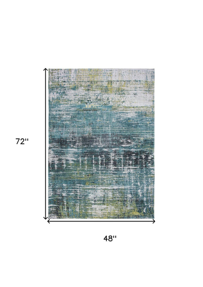 5 x 7 Blue & Green Non Skid Rug