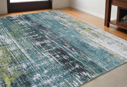 5 x 7 Blue & Green Non Skid Rug
