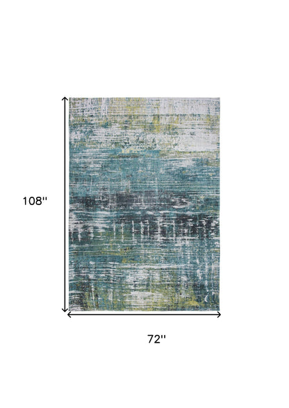 7 x 9 Blue & Green Non Skid Rug