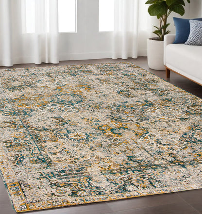 5 x 7 Blue & Green Non Skid Rug