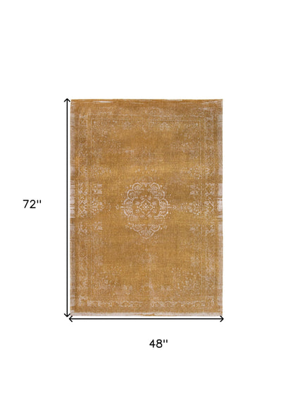 5 x 7 Orange & White Medallion Non Skid Rug
