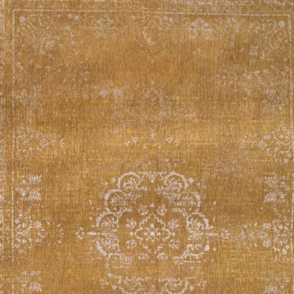 5 x 7 Orange & White Medallion Non Skid Rug